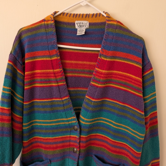 Vintage Napa Valley Womens Large Striped Cardigan Academia Eclectic Grandma - Picture 3 of 6